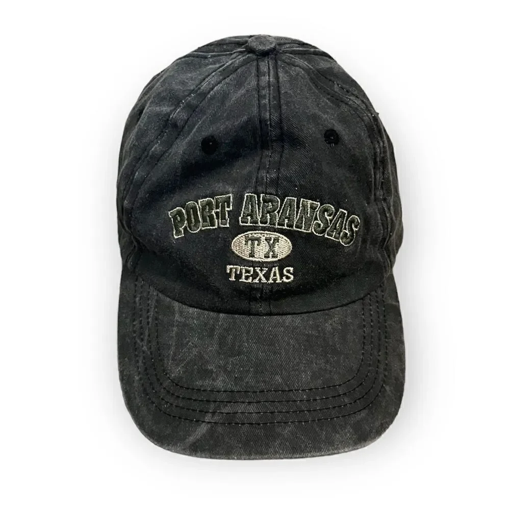 777 Lucky Port Aransas Texas Dark Grey Distressed Baseball Hat